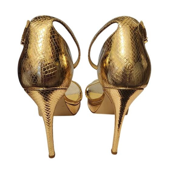 Michael Kors Women's Gold Animal Metallic Leather Platform Sandal Size 8.5 *read - Picture 3 of 10